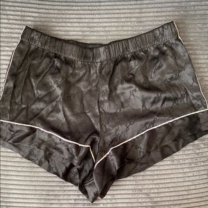 Black Satin Shorts with White Trim